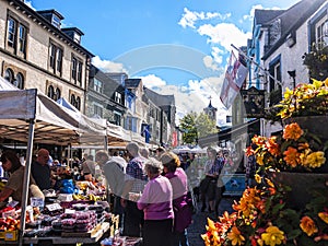 Market in Keswick in north-western England, in the heart of the Lake District.